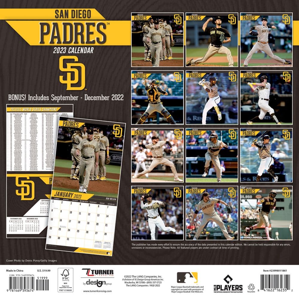 MLB San Diego Padres 2023 Wall Calendar