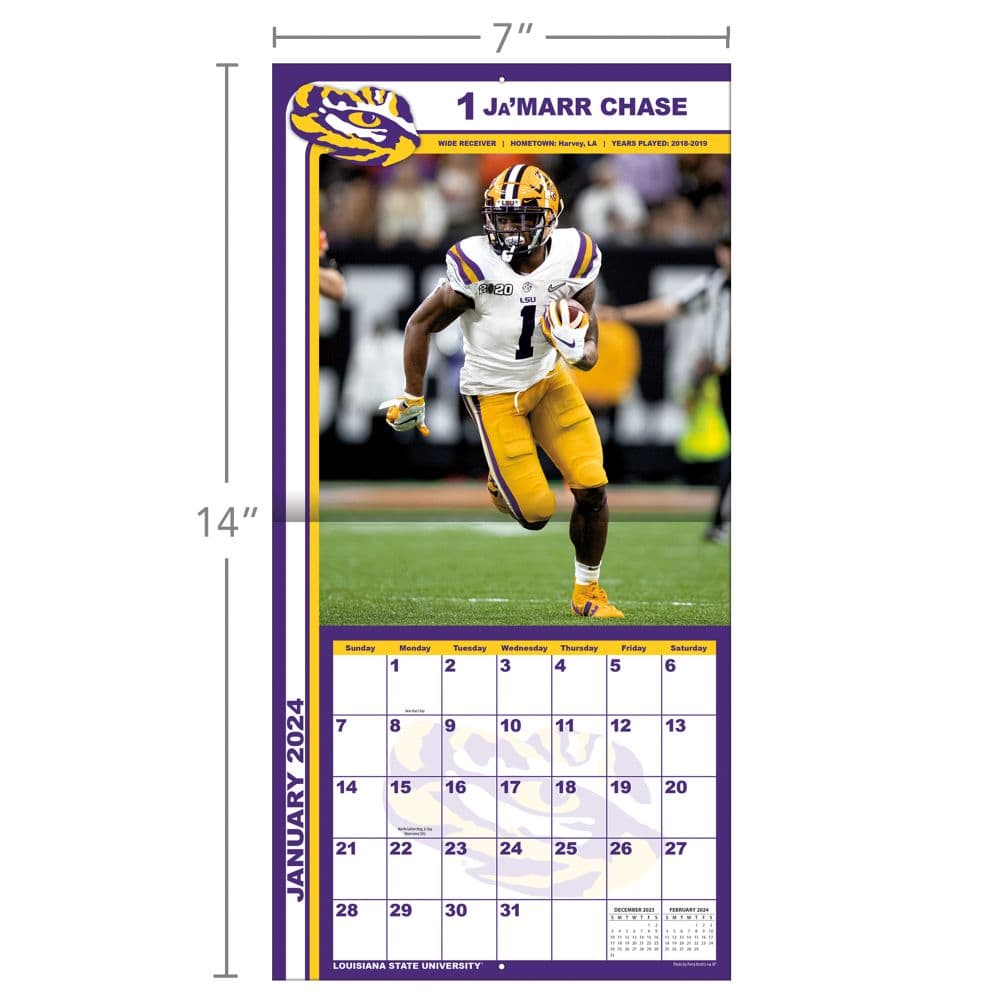 LSU Tigers 2024 Mini Wall Calendar