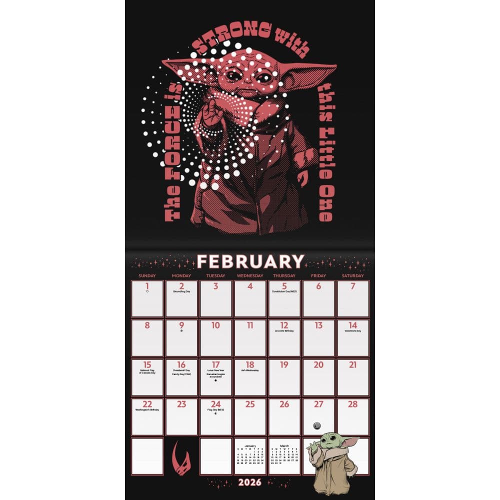 Mandalorian Star Wars 2026 Mini Wall Calendar Third Alternate Image