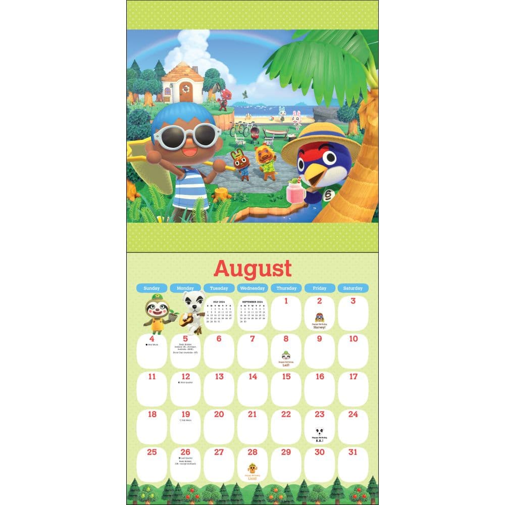 Animal Crossing 2024 Wall Calendar August