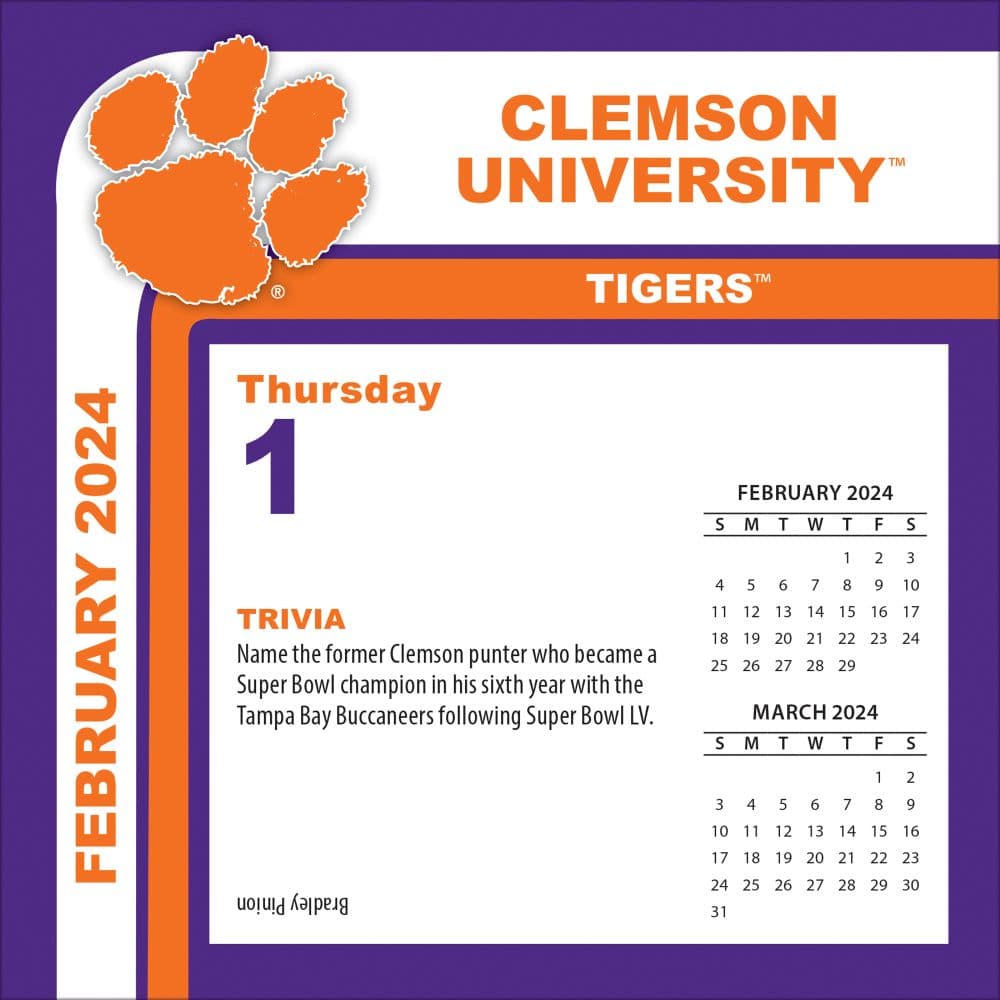 Clemson Tigers 2024 Desk Calendar