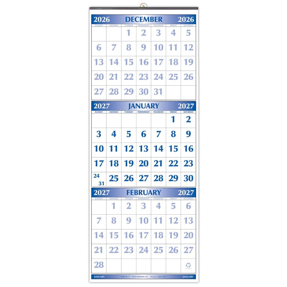 image Three Month 2027 Wall Calendar Main Product Image