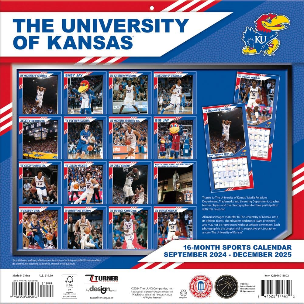 Kansas Jayhawks 2025 Wall Calendar_ALT6