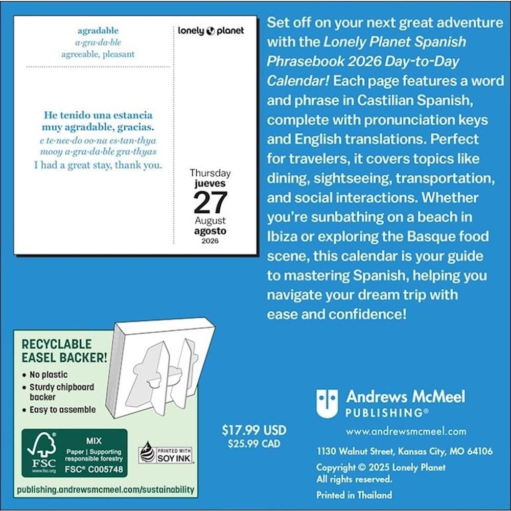 Lonely Planet Spanish 2026 Desk Calendar First Alternate Image