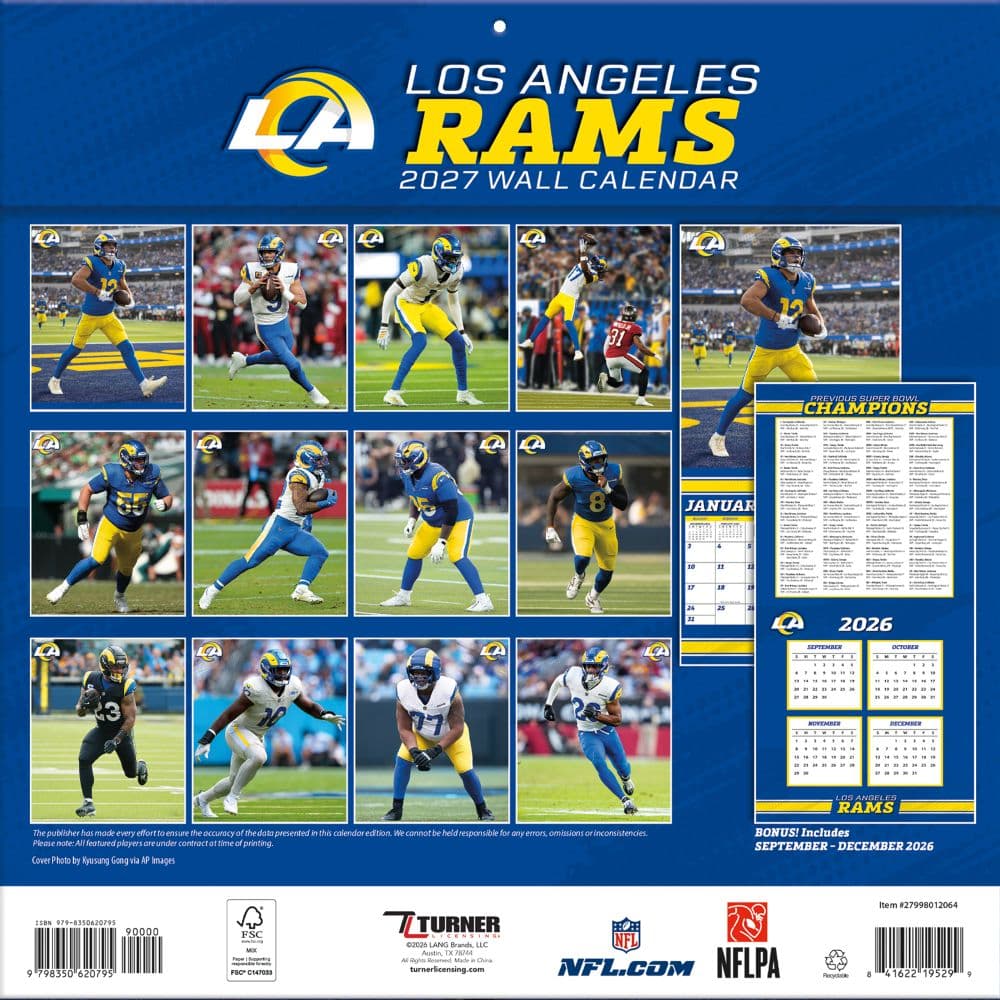 NFL Los Angeles Rams 2027 Wall Calendar First Alternate Image