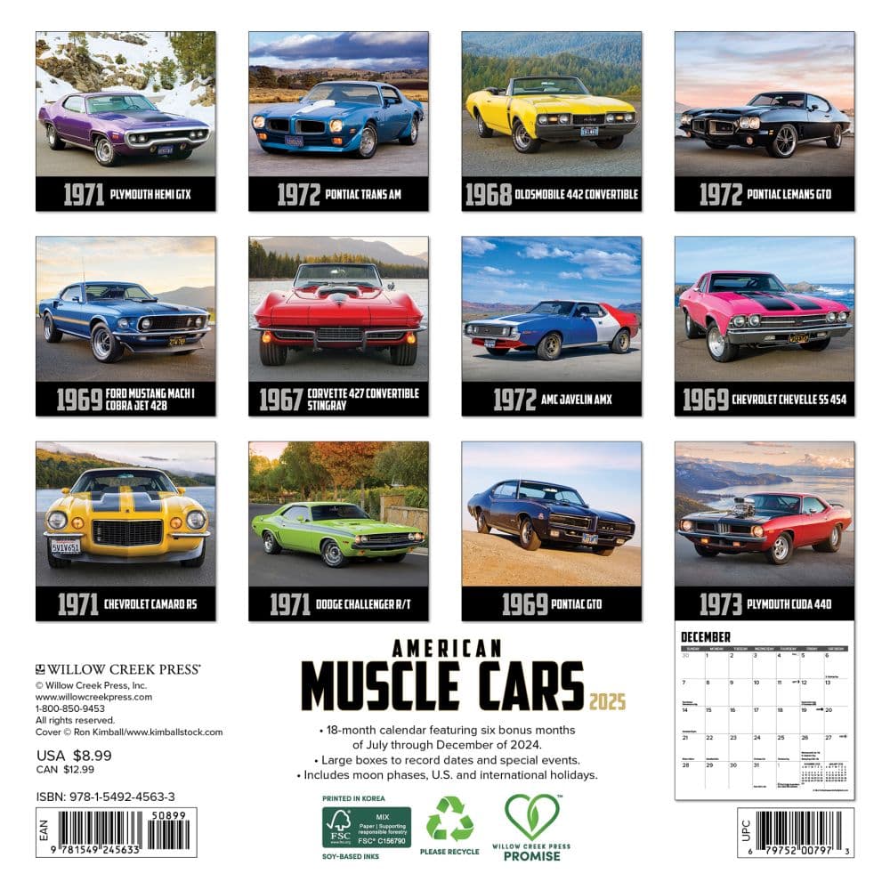 American Muscle Cars 2025 Mini Wall Calendar First Alternate Image width=&quot;1000&quot; height=&quot;1000&quot;