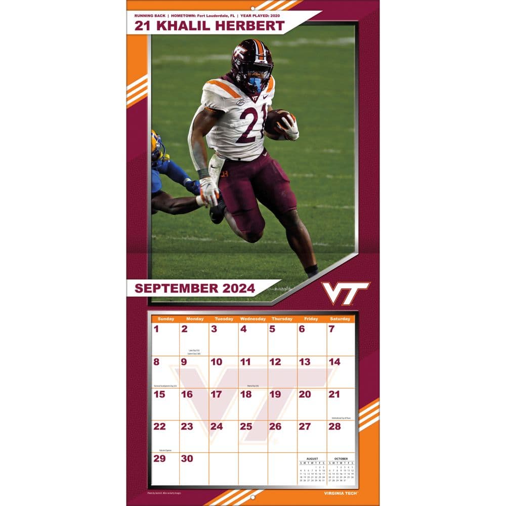 COL Virginia Tech Hokies 2025 Wall Calendar Main Product Image