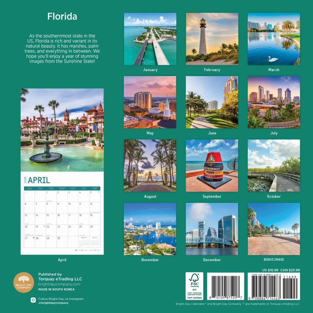 Florida 2025 Wall Calendar First Alternate Image width="1000" height="1000"