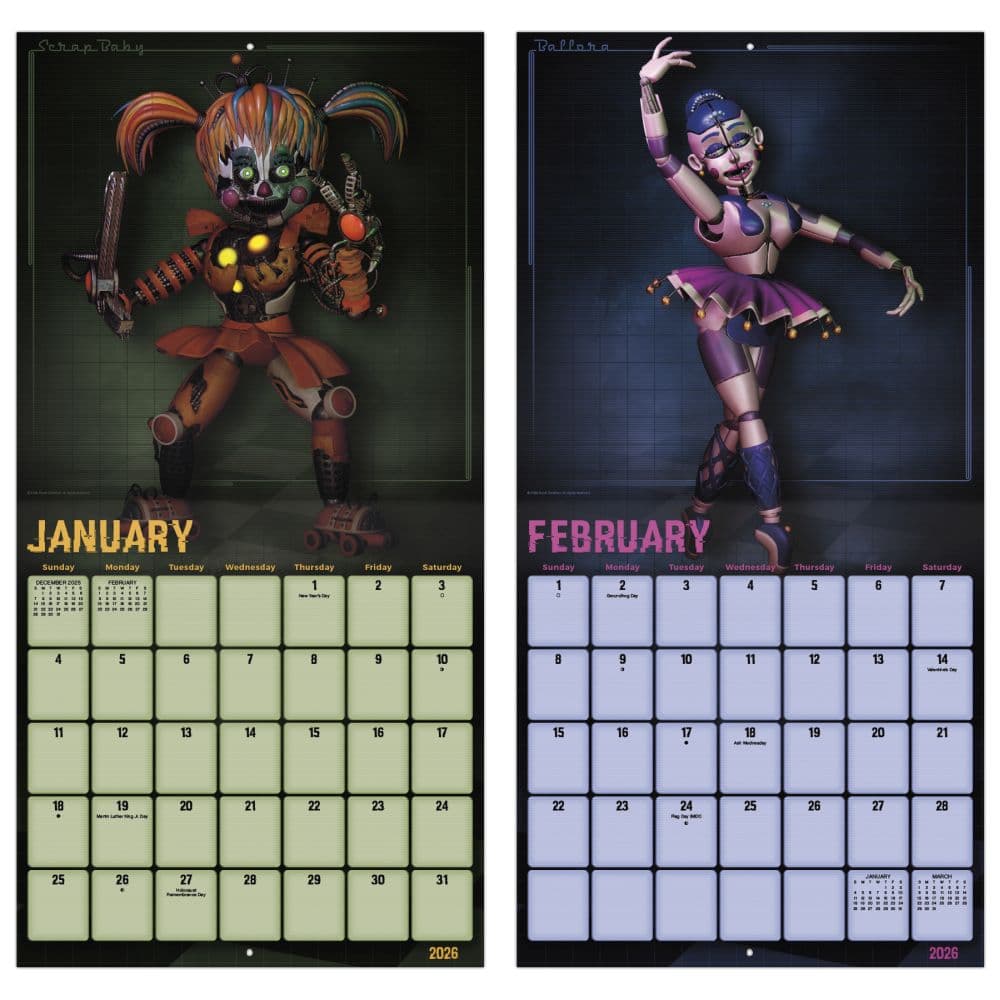 Five Nights at Freddys 2026 Wall Calendar Fifth Alternate Image