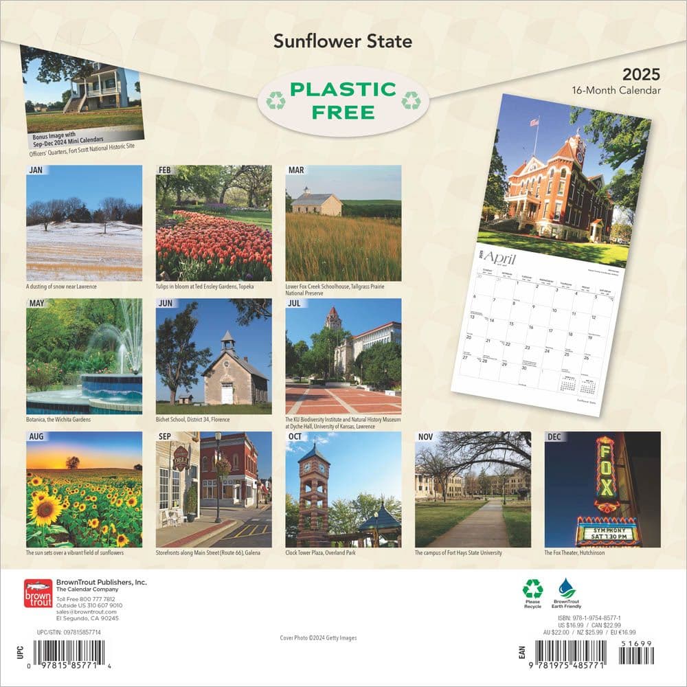 Sunflower State Kansas Places 2025 Wall Calendar First Alternate Image