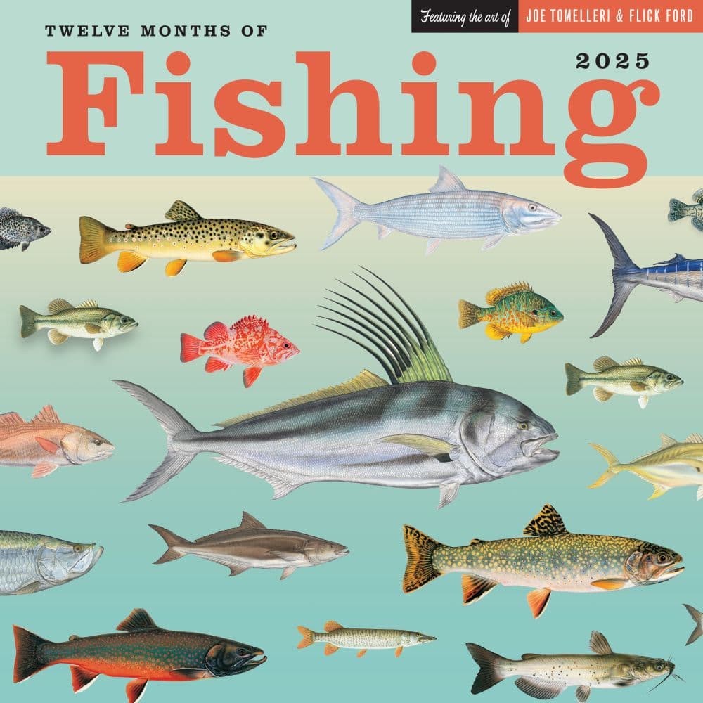 Fishing Illustrations 2025 Wall Calendar