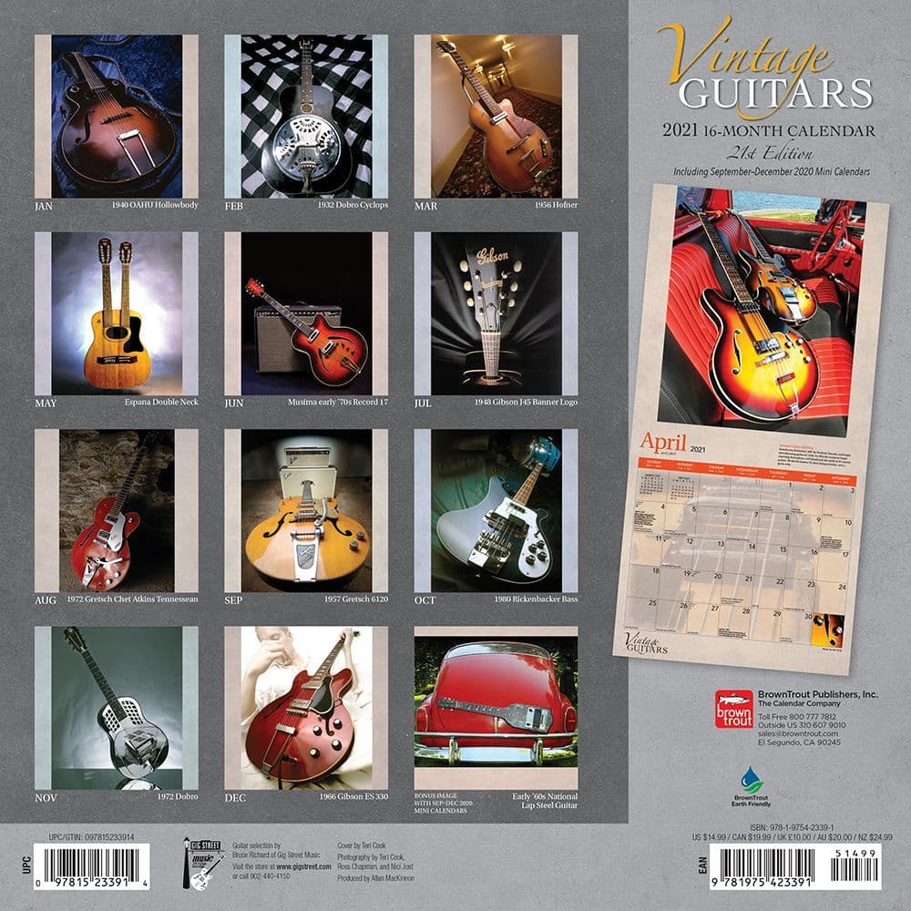 Guitars Wall Calendar 2021 