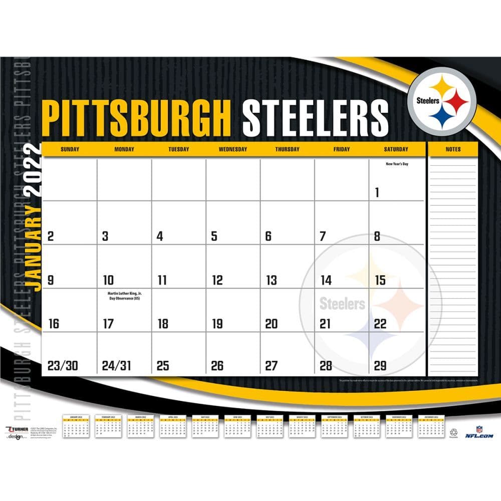 Pittsburgh Schedule 2022 Nfl Pittsburgh Steelers 2022 Desk Pad - Calendars.com