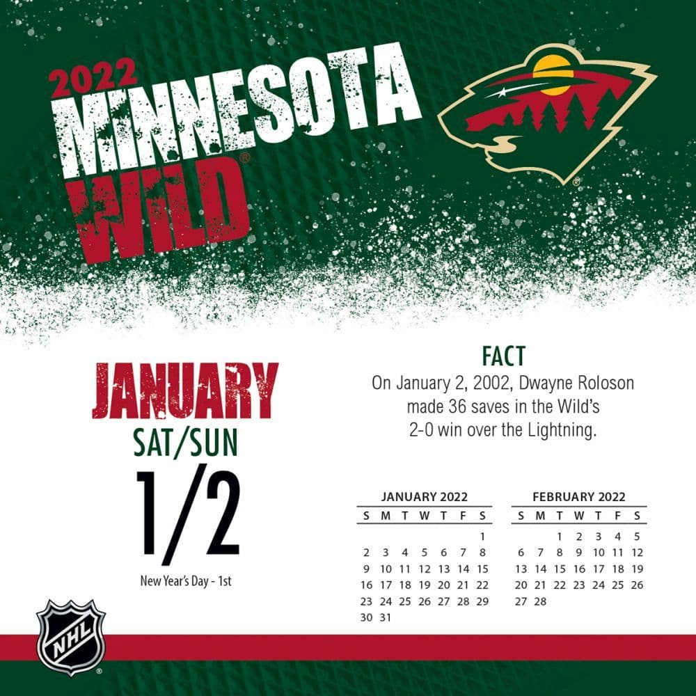 Minnesota Wild Promotional Schedule 2022 2023 Nhl Minnesota Wild 2022 Desk Calendar - Calendars.com