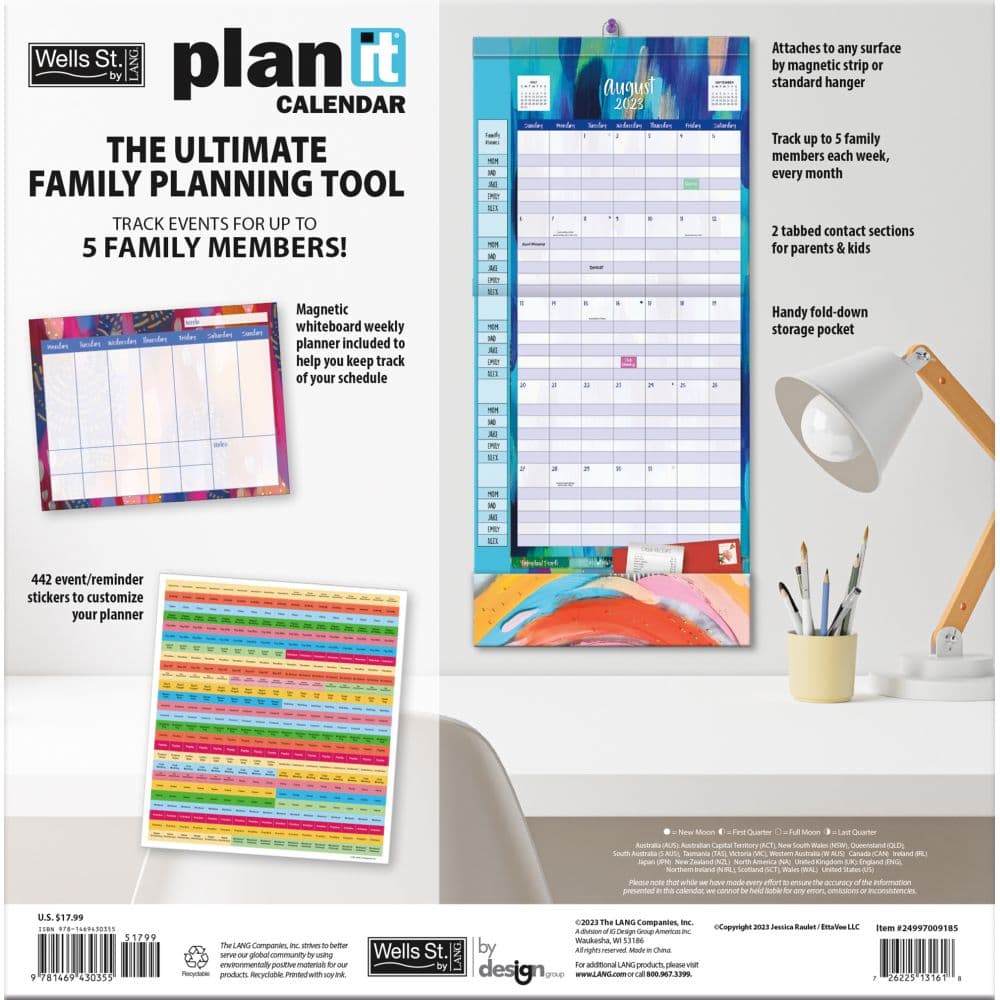 Ettavee Plan It 2024 Wall Calendar Organizer