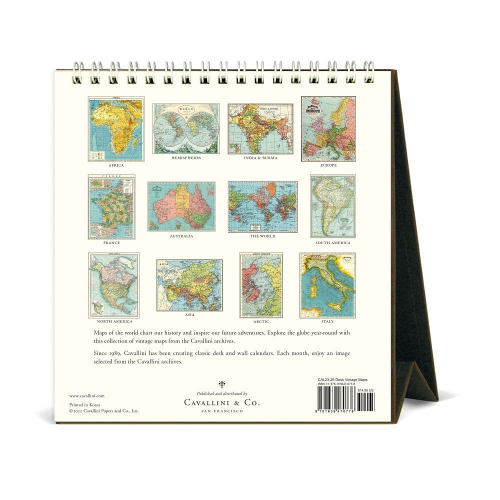 Vintage Maps Art 2023 Easel Calendar - Calendars.com