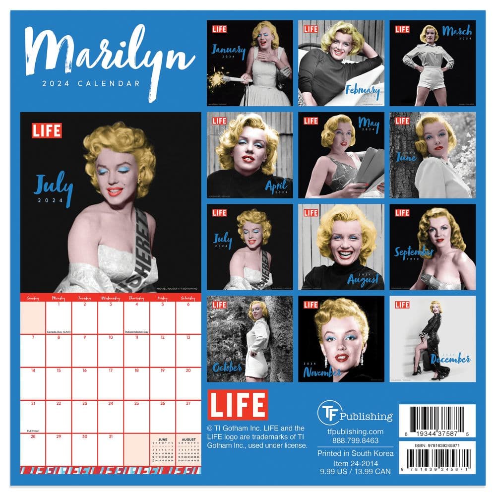 LIFE Marilyn Monroe 2024 Mini Wall Calendar - Calendars.com