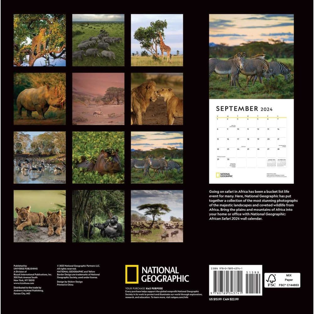NatGeo African Safari 2024 Wall Calendar_ALT1