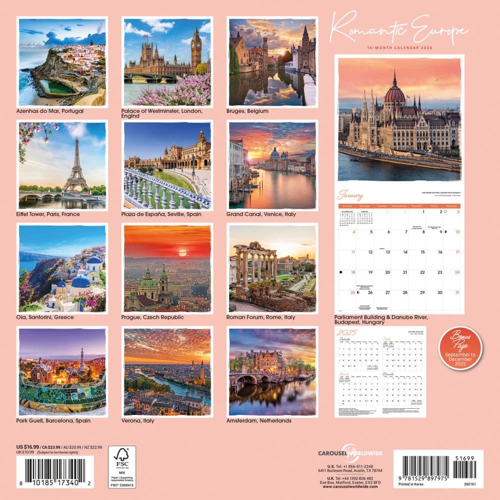 Romantic Europe Special Value 2026 Wall Calendar First Alternate Image