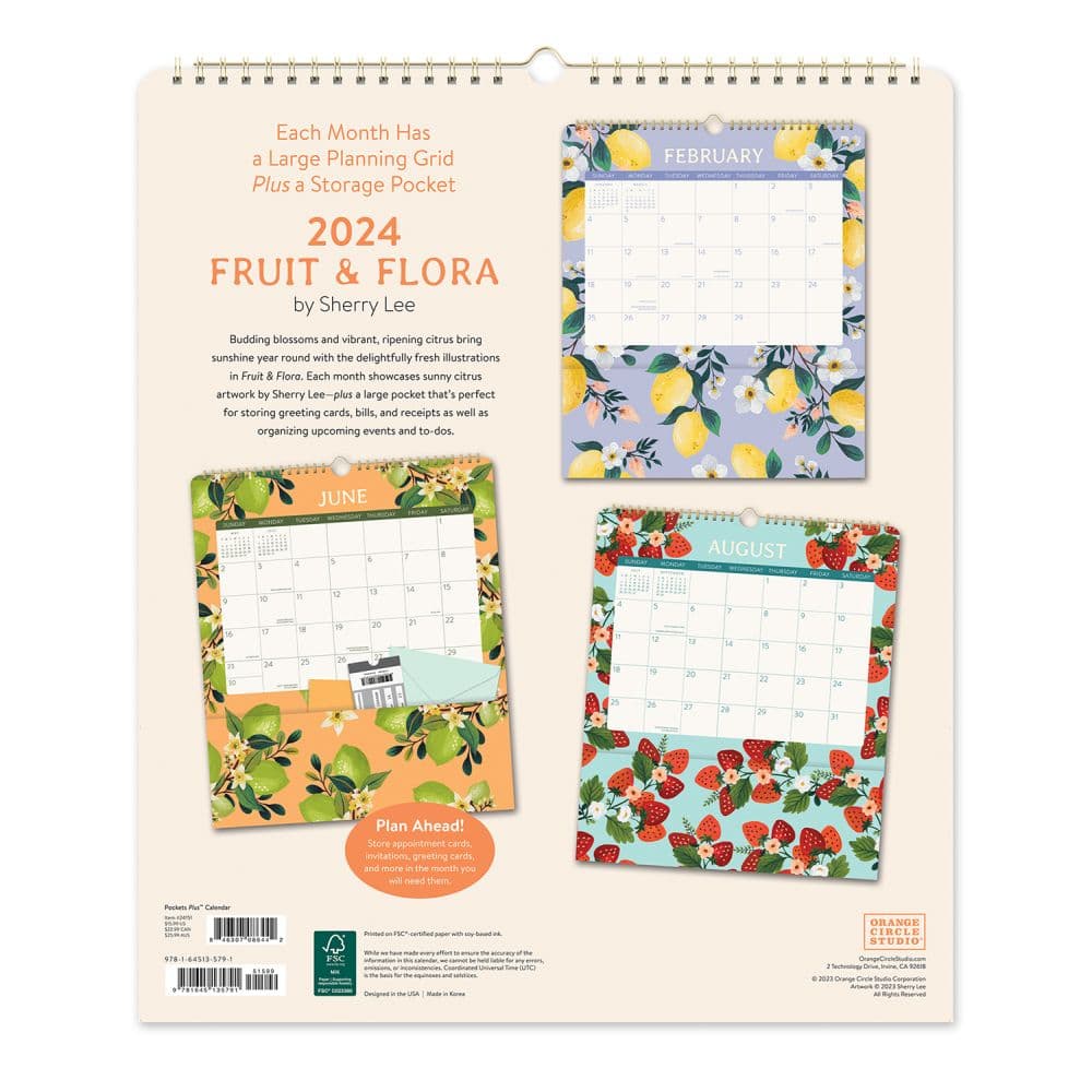 Fruit And Flora Pockets Plus 2024 Wall Calendar Alternate Image 1