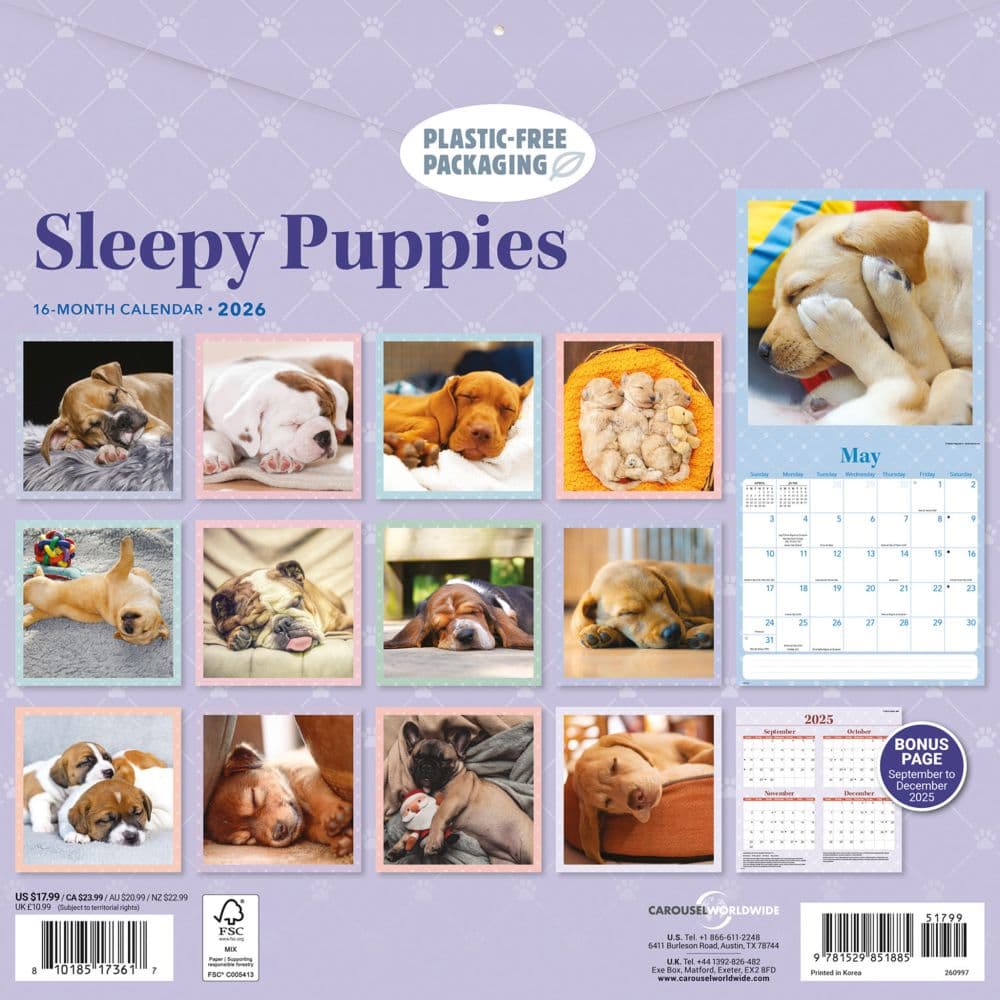 Sleepy Puppies 2026 Wall Calendar First Alternate Image