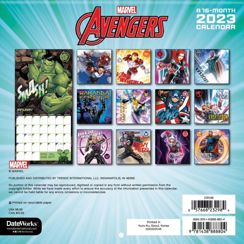 Marvel Avengers 2023 Mini Wall Calendar - Calendars.com