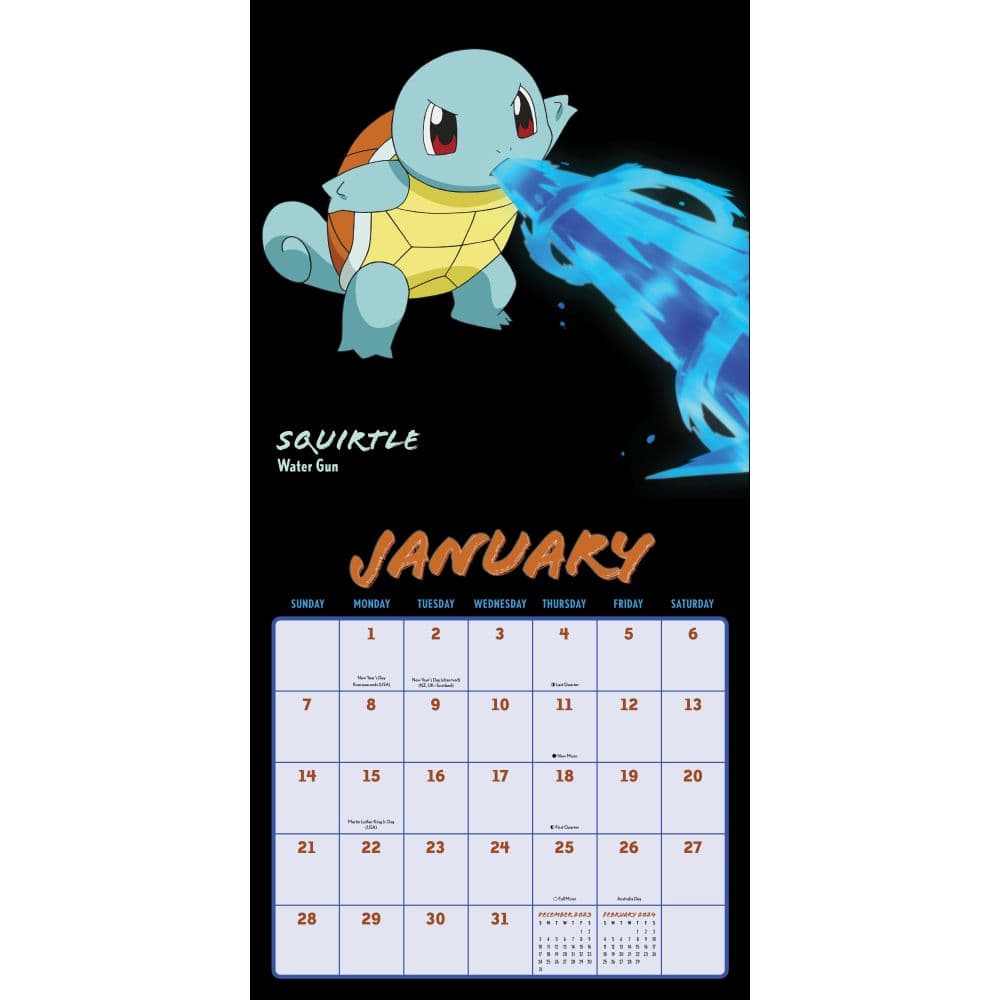 Pokemon Moves 2024 Wall Calendar January