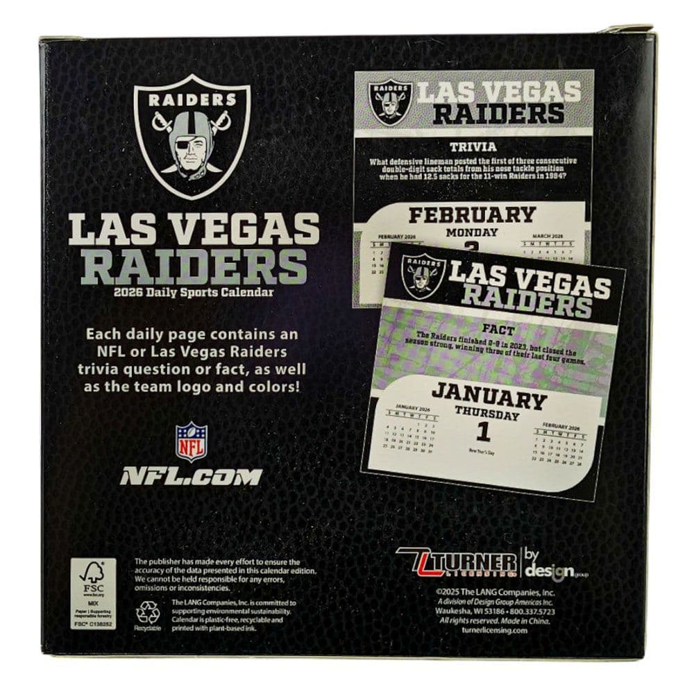 NFL Las Vegas Raiders 2026 Desk Calendar Sixth Alternate Image