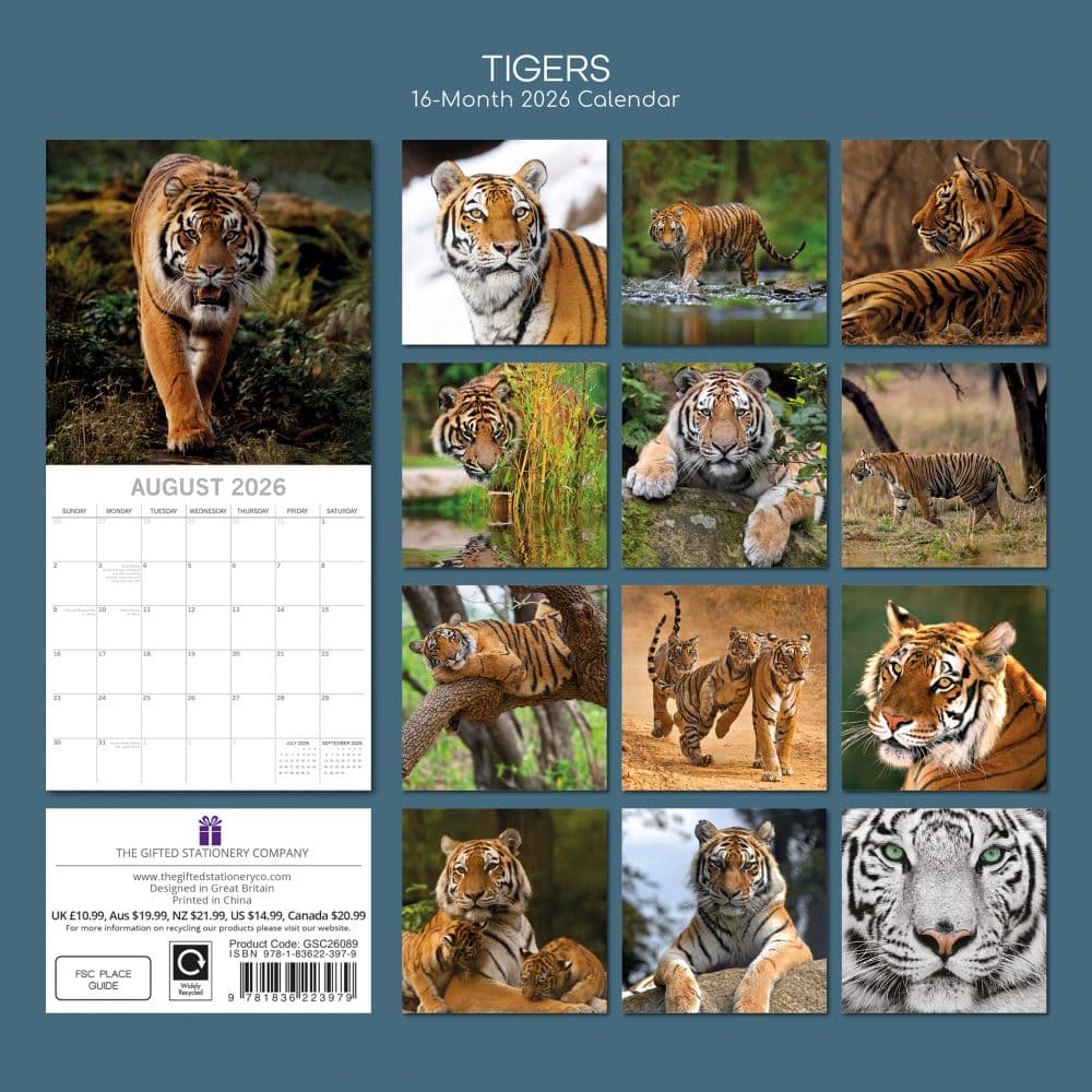 Tigers 2026 Wall Calendar First Alternate Image