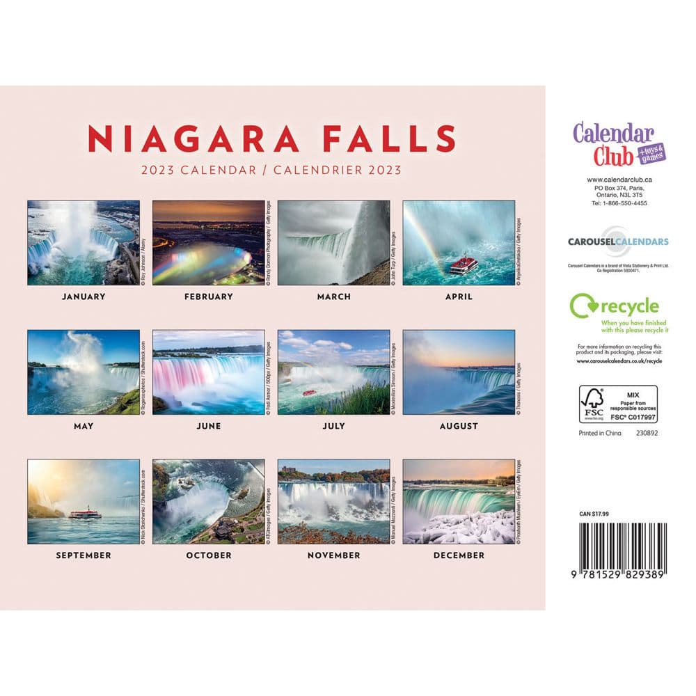 Niagara Falls A4 2023 Wall Calendar - Calendars.com