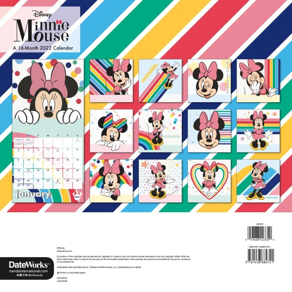 Hcc Calendar 2022 Minnie Mouse 2022 Wall Calendar - Calendars.com