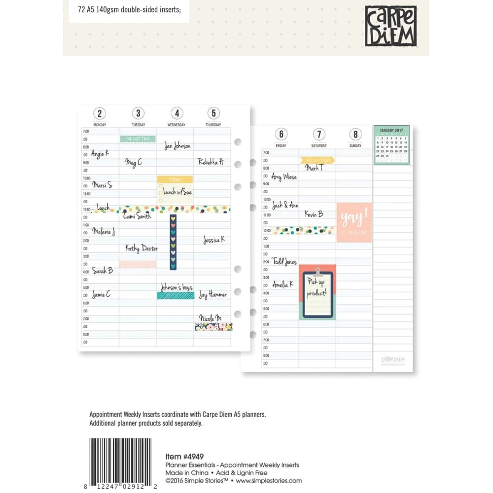 Vertical Appointment Weekly Inserts Alternate Image 1