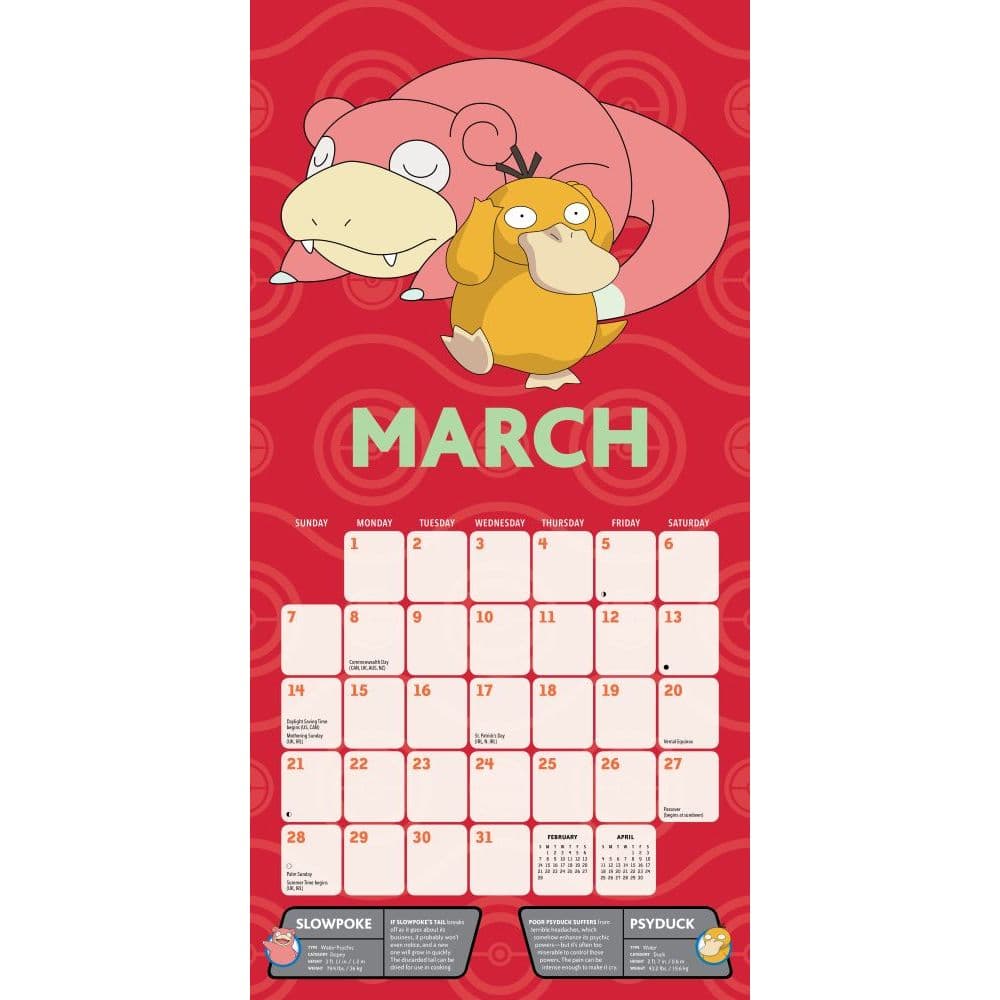 Pokemon Wall Calendar