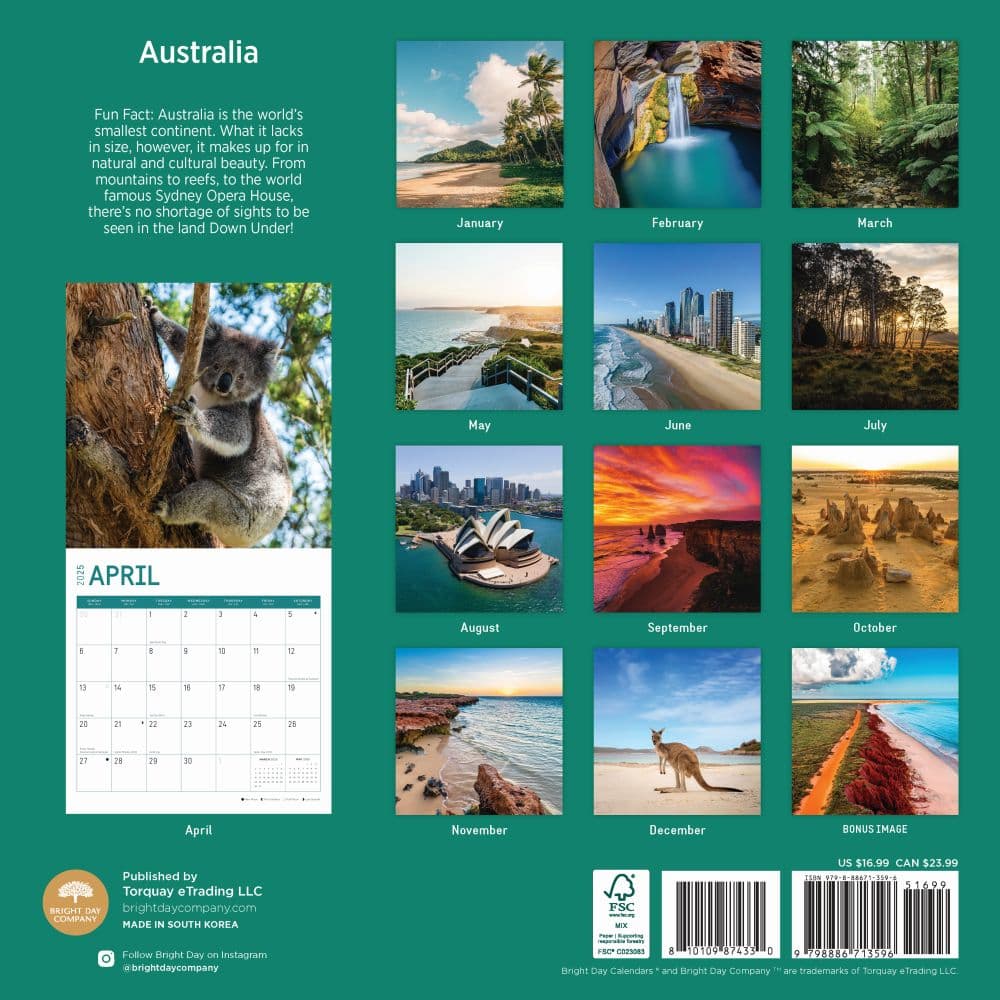 Australia 2025 Wall Calendar First Alternate Image width="1000" height="1000"