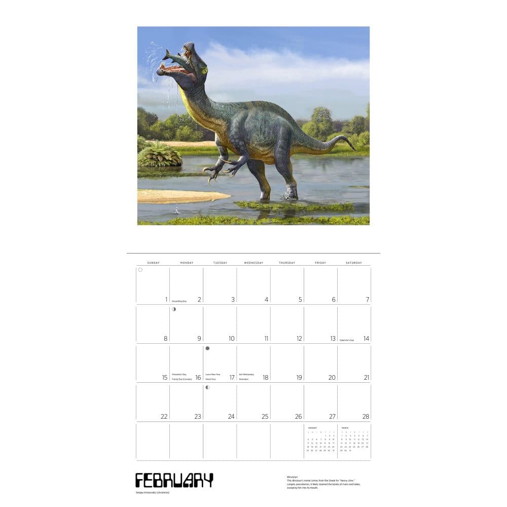 Dinosaurs 2026 Wall Calendar by Sergei Krasovskiy Fourth Alternate Image