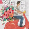image Man on Vespa with Bouquet Valentine&#39;s Day Card Fifth Alternate Image width=&quot;1000&quot; height=&quot;1000&quot;