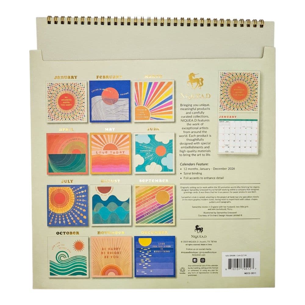 Sunshine Affirmations 2026 Spiral Wall Calendar First Alternate Image