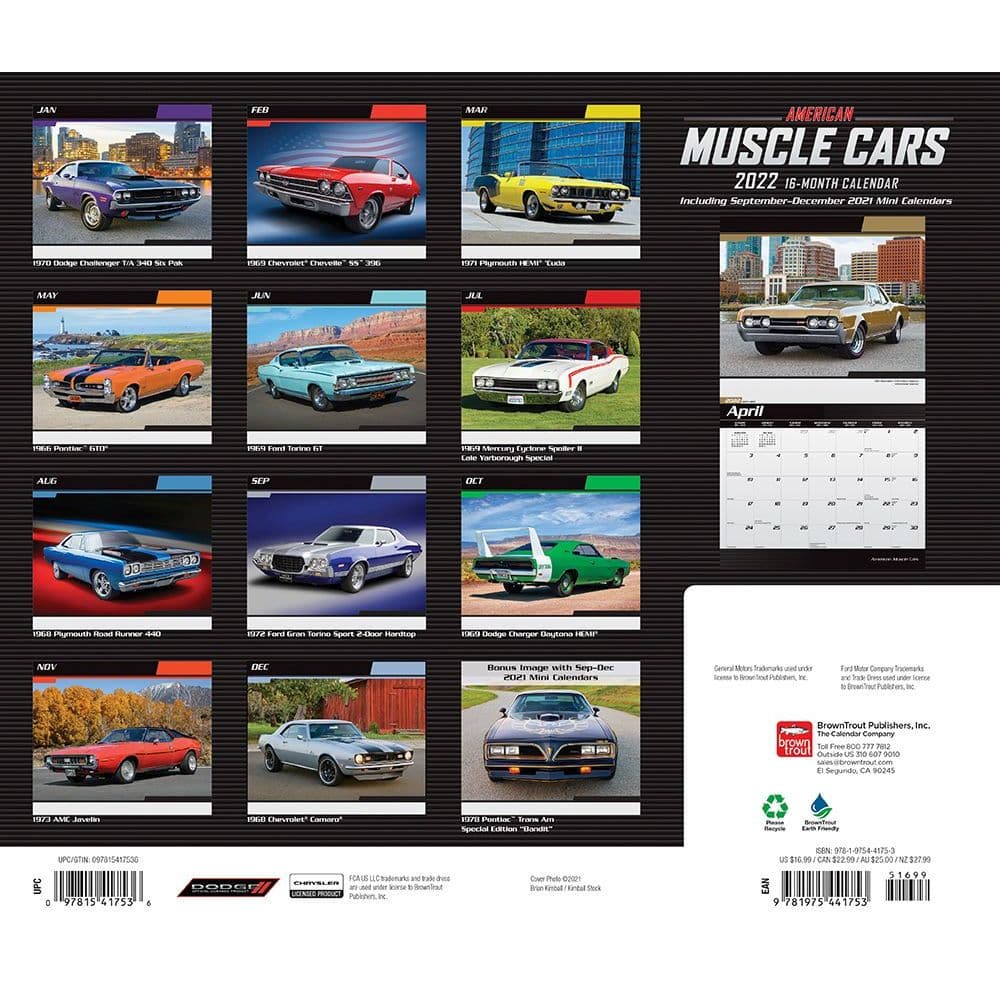 2022 Car Calendar American Muscle Cars 2022 Deluxe Wall Calendar - Calendars.com