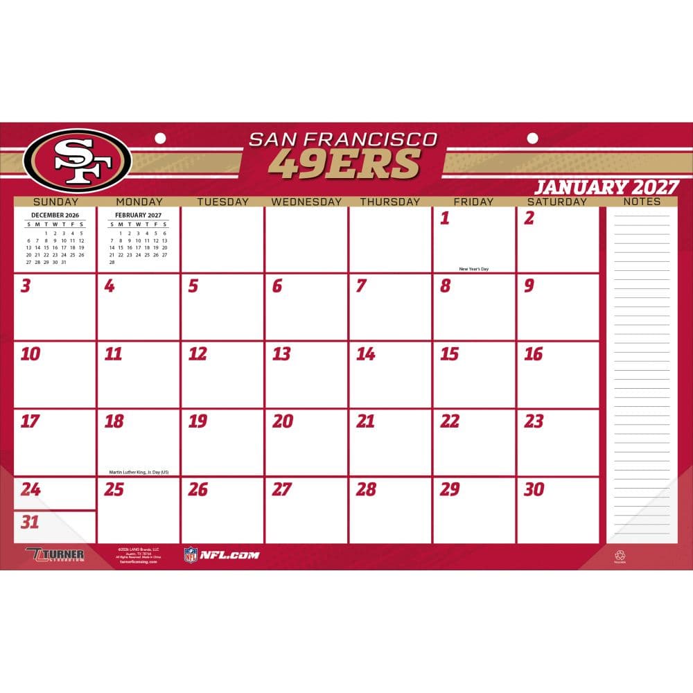 NFL San Francisco 49Ers Small 2027 Desk Pad First Alternate Image
