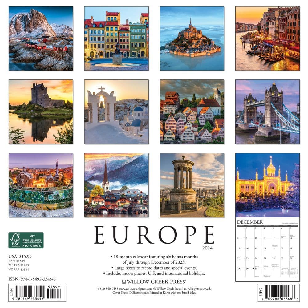 Europe 2024 Wall Calendar