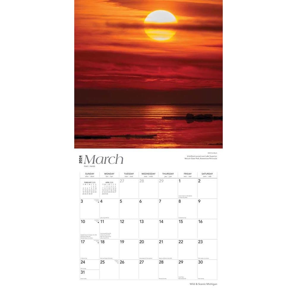 Michigan Wild and Scenic 2024 Wall Calendar