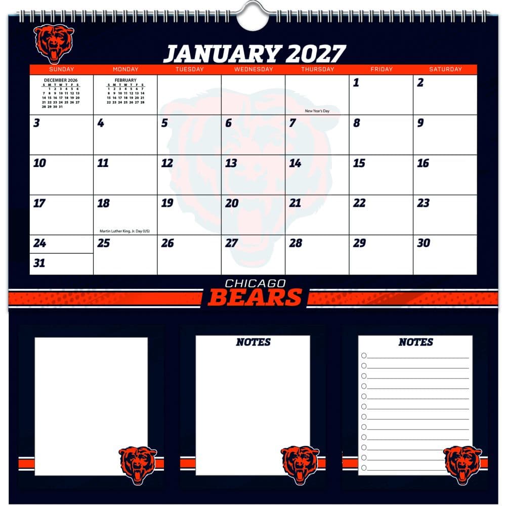 image NFL Chicago Bears 2027 Memomate Spiral Wall Calendar Main Product Image