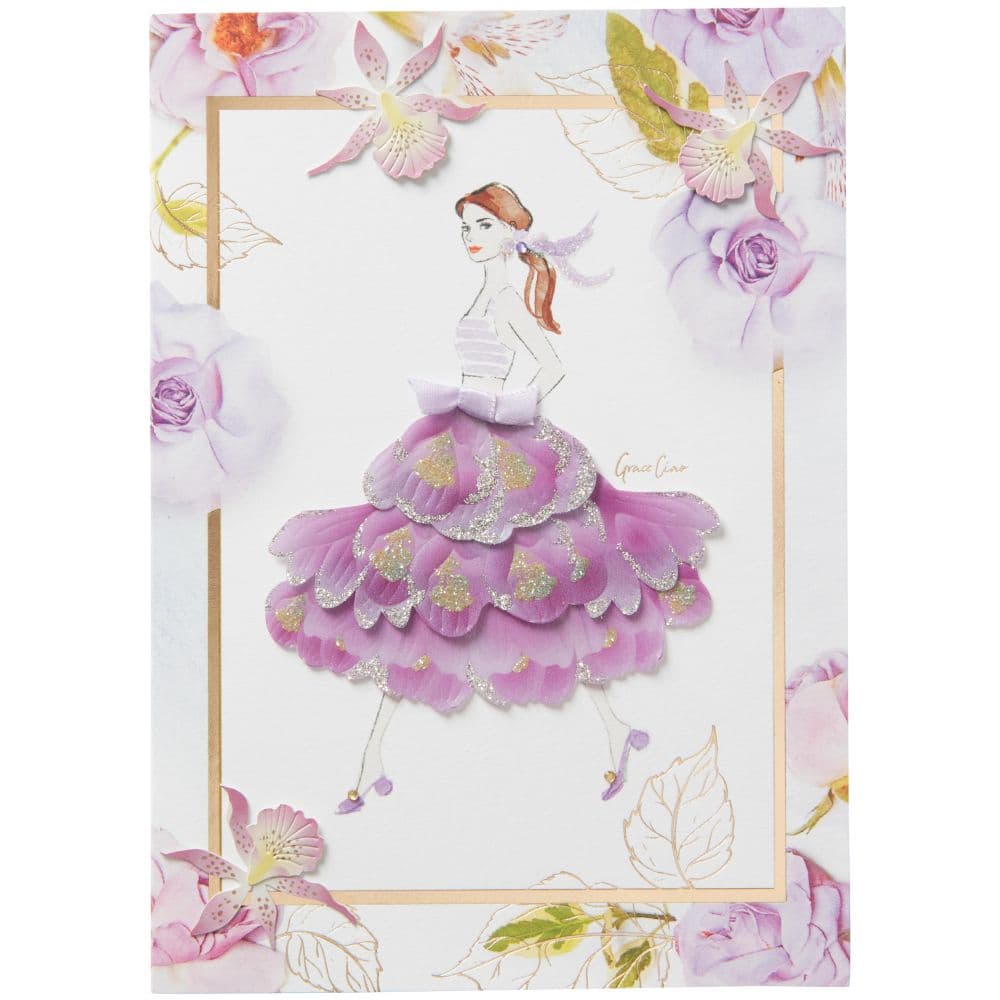 Violet Dress Girl Birthday Card