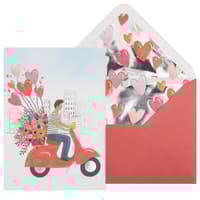 image Man on Vespa with Bouquet Valentine&#39;s Day Card Main Product Image width=&quot;1000&quot; height=&quot;1000&quot;