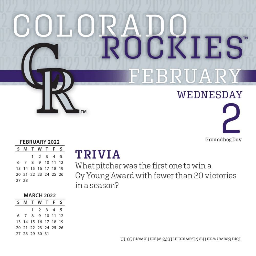 Mlb Colorado Rockies 2022 Desk Calendar Calendars Com