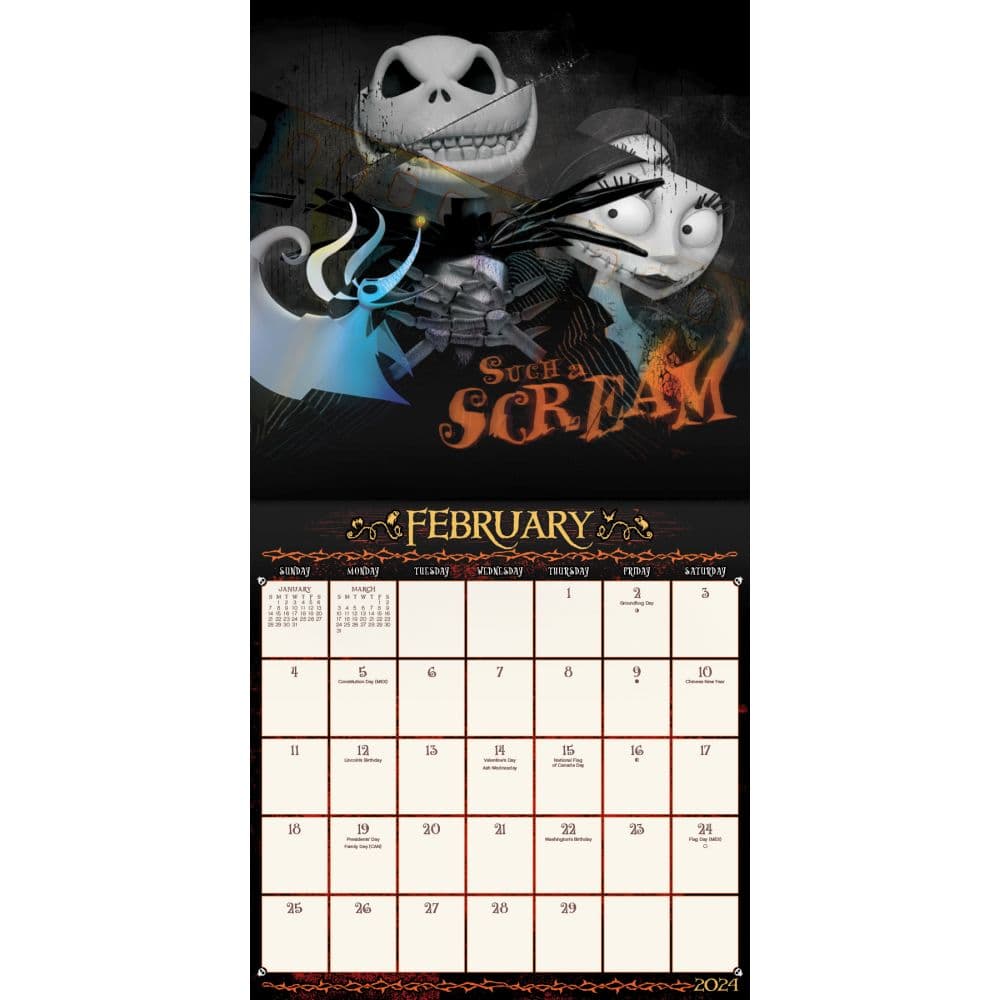 Nightmare Before Christmas Exclusive 2024 Wall Calendar with Print Alt3