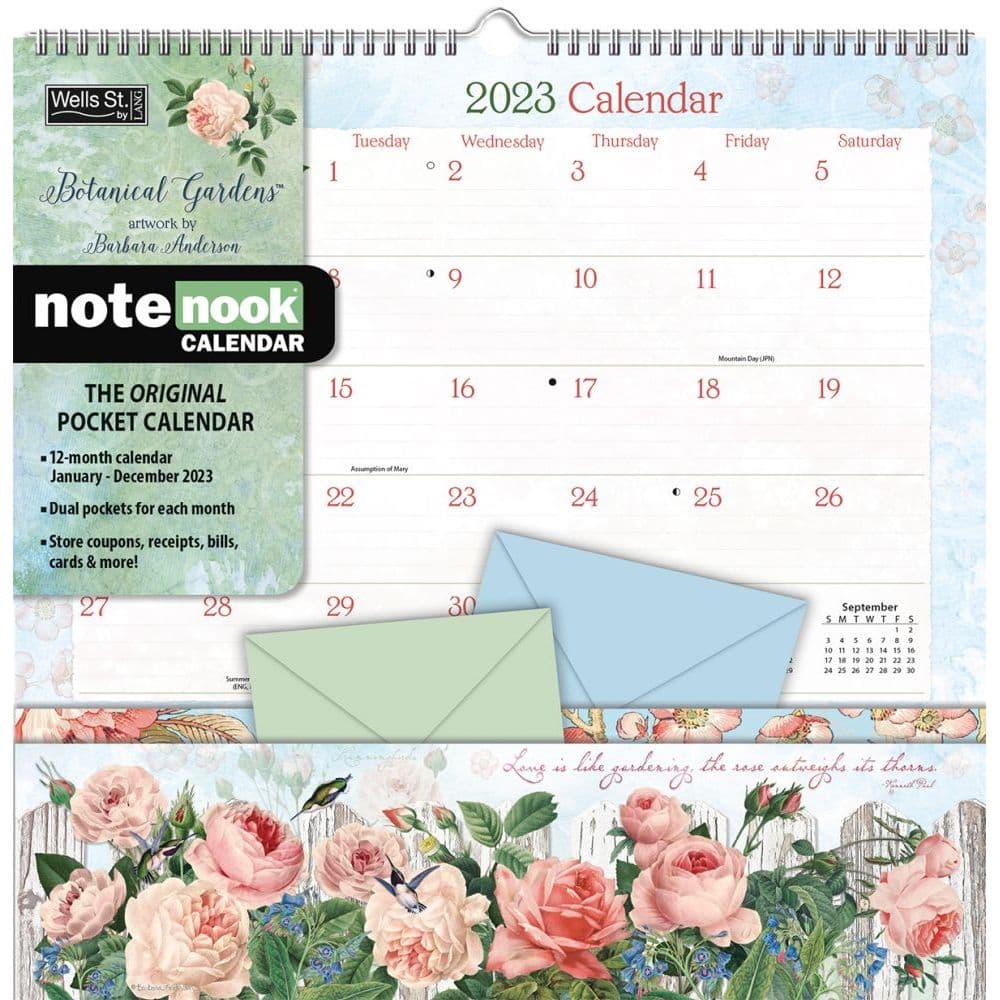 Botanical Gardens 2023 Note Nook Wall Calendar