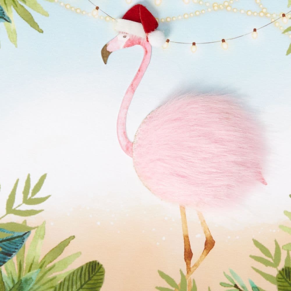 Fur Tip-On Flamingo Christmas Card Third Alternate Image width=&quot;1000&quot; height=&quot;1000&quot;