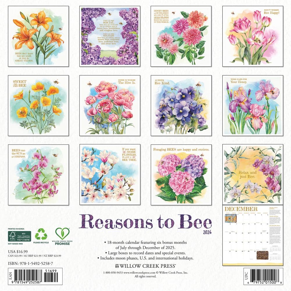 Reasons To Bee 2026 Wall Calendar First Alternate Image