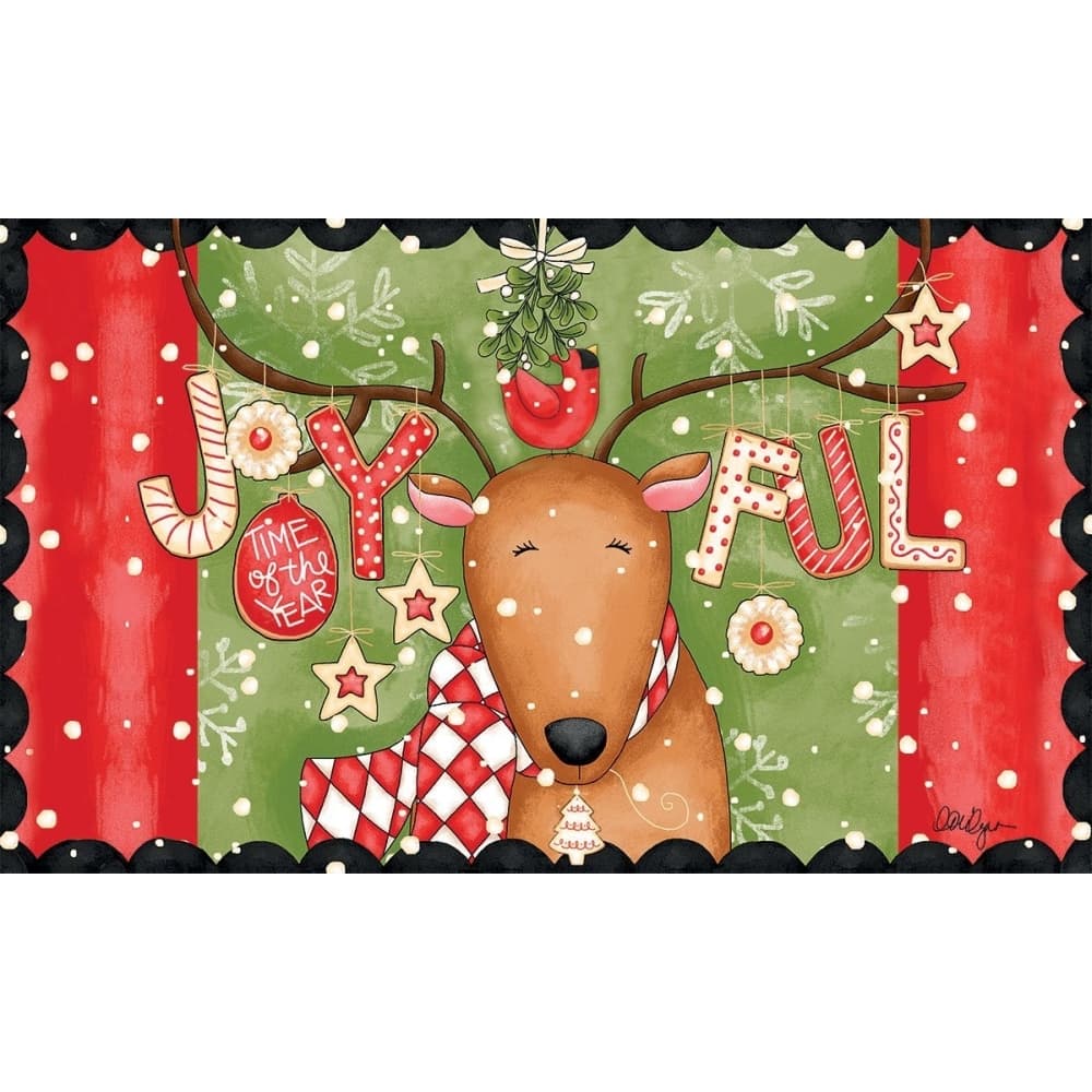 Joyful Reindeer Doormat by LoriLynn Simms